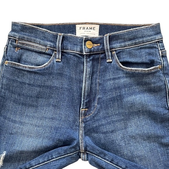 FRAME Le High Skinny Ankle Distressed Jeans in Clyde Size 27 - Picture 4 of 9